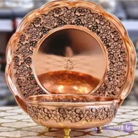 پیاله و پیش دستی مسی 12 پارچه گلبرگ مسی زیبا نانو