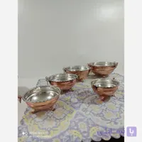 کاسه مسی گوشواره دار در 5 سایز داخل قلع اعلا میوه یا سوپ آجیل و...