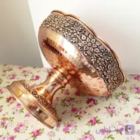 ظرف مسی گل برجسته کاری قطر 22 برای آجیل و میوه