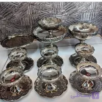 سرویس پذیرایی مسی سیاه قلم رنگ مسی گل برجسته ۱۶ تیکه