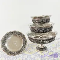 سرویس پذیرایی استاد فضلی دست ساز سیاه قلم گل برجسته 4 تیکه