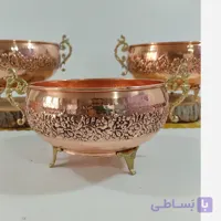 سرویس پذیرایی تمام مسی گل کاری شده 4 تیکه و چکش کاری رنگ ثابت نانو