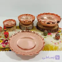 ظروف پذیرایی مسی چهارتیکه مناسب نوروز میوه خوری آجیل شکلات شیرینی خوری