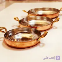 ماهی تابه مسی دسته برنجی سایز 1،قطر 17 ارتفاع 3،5