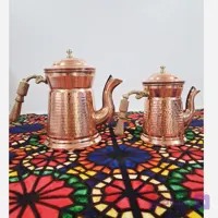 قوری دمنوش مسی سایز کوچک زیبای دسته چوبی نانو شده