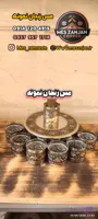 جا ادویه مسی مدل جدید هفت تایی با یک قاشق چوبی با ظرف بزرگ دردار
