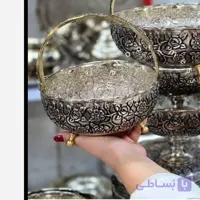 سبد مسی کروم شده زیبای گلبرگ با گلهای برجسته زیبا
