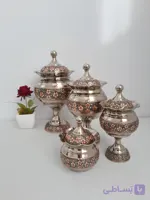 ظرف پذیرایی مسی کروم تراش(انتخاب از بین ۳ سایز قندان،شکلات خوری و آجیل خوری نانو