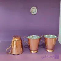 لیوان مسی زنجان بسته 6 تایی مدل ته بوش چکش کاری