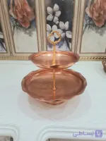 شیرینی خوری مسی مدل دو طبقه سایز متوسط ابعاد در عکس در مس نمونه زنجان
