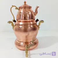 سماور روگازی شیر دار همراه قوری مسی رنگ ثابت و نانو شده مقاوم در حرارت