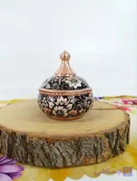 قندان مسی اطلس مشکی تراش کاری شده نانو
