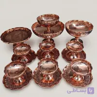 سرویس پذیرایی مسی سیاه قلم رنگ مسی گل برجسته ۱۶ تیکه