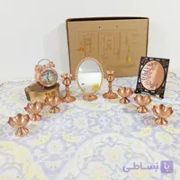 بسته نوروزی هفت سین مسی شامل ساعت اینه شمعدان دعای تحویل سال