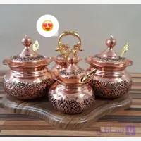 جا ادویه مسی گلبرگ زیبا با جعبه مخصوص4تایی نانو