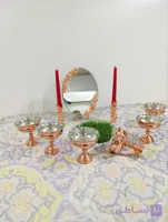 هفت سین مسی ۹ تیکه( پیاله پایه دار ۶ تایی و آینه شمعدون)