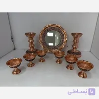 هفت سین و آیینه و شمعدان مسی گلبرگ زیبا زنجان رنگ ثابت بسته ی نوروزی