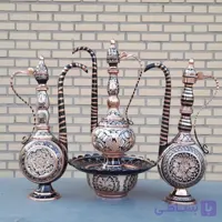 آفتابه و لگن توپی نقره کوب مسی ارتفاع ۵۲ اعلا و درجه یک