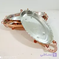 دیس پلو خوری مرغ و سالاد تمام مسی زنجان مدل بیضی طول 35