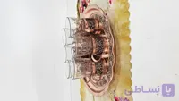 انگاره مسی گلبرگ ۶ عددی همراه با سینی سیاه قلم گل برجسته نانو قطر ۳۳