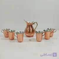 پارچ و شش عدد لیوان مسی دست ساز زنجان رنگ ثابت