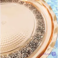 سینی گرد مسی زنجان گل برجسته کاری شده رنگ ثابت چکشی قطر 32
