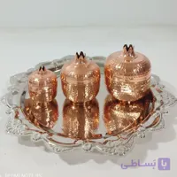 سه سایز قندان انار مسی زنجان رنگ ثابت و دست ساز فروش عمده و تکی