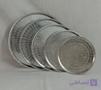 سینی مسی گرد ترمه سفید سایز ۷ قطر ۳۰ نانو شده