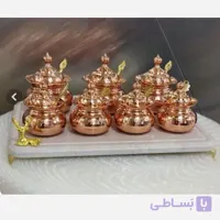 پاسماوری 7 تایی مسی چکشی با جعبه و استند و قاشق