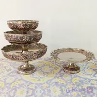 سرویس پذیرایی مسی کروم نقره ای و تراش شده با دست