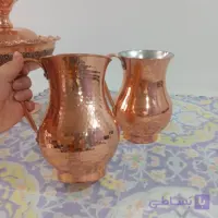 پارچ تمام مسی چکشی و طرح دار کمر باریک