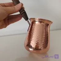 قهوه جوش مسی دسته چوبی سایز بزرگ 5کاپ نانو شده