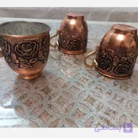 لیوان مسی شش تایی گلبرگ زیبا دست ساز زنجان نانو شده رنگ ثابت