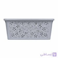 باکس نظم‌دهنده پلاستیکی درب‌دار طرح گل کرمی مناسب کمد، آشپزخانه و حمام