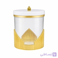 بانکه نگهدارنده شفاف درب قهوه‌ای طلایی سایز کوچک