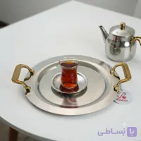 سینی گرد بزرگ رامیسا کروم طلایی کالکشن هانا