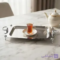 سینی پایه دار مستطیل رامیسا کروم طلایی کالکشن روما