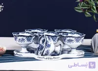 ست بستنی خوری با سینی آکسفورد آبی کد 031