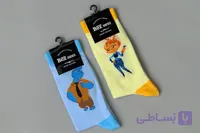 جوراب ساقدار طرح آب و آتیش فری سایز رنگ آبی و زرد کد 5280