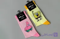جوراب ساقدار طرح باب و پاتریک فری سایز رنگ زرد و صورتی کد 5281