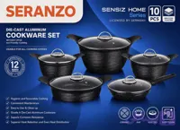 سرویس قابلمه ۱۰ پارچه سرانزو SERANZO سری SENSIZ HOME با تابه تک‌دسته ۲۴ (کد LBBC4)
