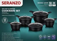 سرویس قابلمه ۱۰ پارچه سرانزو SERANZO سری SENSIZ HOME با تابه تک‌دسته ۲۴