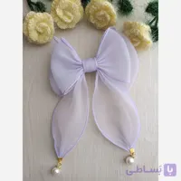 گیره مو پاپیون حریر دنباله دار  پینترستی رنگ یاسی
