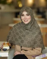 روسری سوپر نخ طرح بنیتا گوجی نسکافه ای