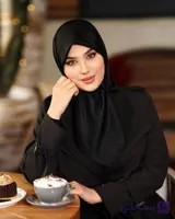 روسری مشکی ساده شاین دار کد 2