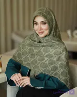 روسری سوپر نخ طرح بنیتا گوجی آبی جین