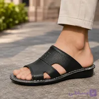 صندل طبی مردانه چرم طبیعی آنتیک طرح‌دار (مدل خارپاشنه)