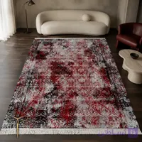 فرشینه قرمز طوسی طرح کهنه‌نما و پتینه 12 متری کد H168-1