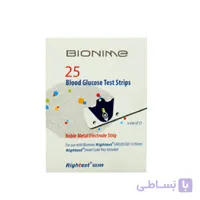 نوار دستگاه تست قند خون بایونیم مدل sensor بسته 25 عددی