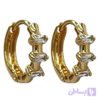 گوشواره زنانه ژوپینگ مدل حلقه ای نگین جواهری کد Z32121